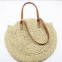 Hand-woven Round Summer Straw Beach Bag