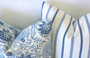 Blue Floral or Striped Pillow Cover / Hand Block Printed Pillow Covers