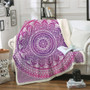 Boho Pink Mandala Plush Sherpa Fluffy Fleece Throw Blanket