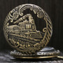 Vintage Bronze Hollow Locomotive Train Pocket Watch