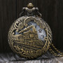 Vintage Bronze Hollow Locomotive Train Pocket Watch