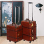 Brown Retro Spinner Rolling Luggage Women Trolley Storage PU Leather Suitcase Wheels Vintage Cabin Travel Bag