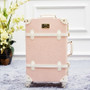 BeaSumore Retro Pink PU Leather Rolling Luggage Set Spinner Suitcase Wheel Vintage Cabin Trolley Women's Handbag Travel Bag