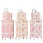 BeaSumore Retro Pink PU Leather Rolling Luggage Set Spinner Suitcase Wheel Vintage Cabin Trolley Women's Handbag Travel Bag