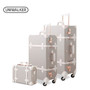 3PCS/SET Vintage PU Travel Luggage,12"make-up bag & 20" 26" Retro Trolley Suitcase Bags With Spinner Wheel With Combination Lock