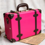 Pink retro pu trolley luggage suitcase korea fashion style vintage luggage travel bag small fresh vintage box password box