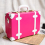 Pink retro pu trolley luggage suitcase korea fashion style vintage luggage travel bag small fresh vintage box password box