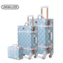 3PCS/SET Spinner Luggage Set Vintage Print suitcase PU Leather Water-resistant Upright Travel Trolley Rolling wheel box
