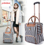 Women Trolley Luggage Rolling Suitcase Casual Stripes Rolling Case Travel Bag on Wheels Luggage Suitcase with Wheels