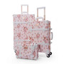 COTRUNKAGE 13" 20" 26" Pink Floral TSA Travel Trunk Suitcase Ladies Pu Leather 3 Piece Womens Vintage Luggage Sets with Wheels