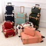 2018 new PU travel luggage set suitcase leather retro spinner wheels rolling luggage 3 colors high quality free shipping