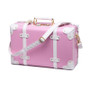 Trolley Cute Pink Suitcase Wheels Cosmetic Case Women Vintage Leather Travel Bag Retro Password Box Cabin Luggage