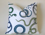 Schumacher Snake Pillow / Blue Green White Pillow Cover / Schumacher Snake Cushion Cover / Navy White Pillow Cover / Giove Pillow Cover