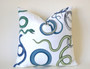 Schumacher Snake Pillow / Blue Green White Pillow Cover / Schumacher Snake Cushion Cover / Navy White Pillow Cover / Giove Pillow Cover