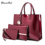 Luxury Patent Leather Handbags 3PCS Lacquered Shoulder Crossbody Bag For Women Casual Tote  Messenger Bags Set Clutch Feminina