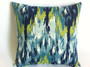 Lime Navy Turquoise Watercolor Pillow Cover / 12 x 18 18 x 18 20 x 20 22 x 22 24 x 24 26 x 26 pillow case