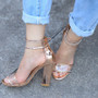 Clear Strappy Buckle Sandal Heels