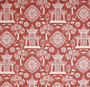 Red Pagoda fabric by the Yard / Linen upholstery fabric / Linen Home Decor Fabric / Chinoiserie Upholstery Fabric / Asian Home Fabric