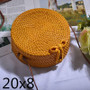 Brown Woven Rattan Bag Round Straw Shoulder Bag