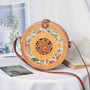 Brown Woven Rattan Bag Round Straw Shoulder Bag