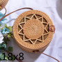 Brown Woven Rattan Bag Round Straw Shoulder Bag