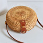 Brown Woven Rattan Bag Round Straw Shoulder Bag