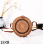 Brown Woven Rattan Bag Round Straw Shoulder Bag