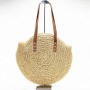 Brown Woven Rattan Bag Round Straw Shoulder Bag