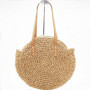 Brown Woven Rattan Bag Round Straw Shoulder Bag