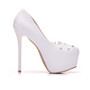 Bridal White Rhinestones Lace Wedding Pumps