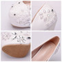 Bridal White Rhinestones Lace Wedding Pumps