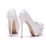 Bridal White Rhinestones Lace Wedding Pumps