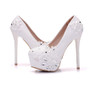 Bridal White Rhinestones Lace Wedding Pumps