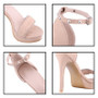 LALA IKAI Women Summer Sandals Buckle Strap Super High Heels Wedding Party Elegant Flock Shoes Zapatos De Mujer 900C3320-5