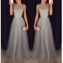 Chiffon Sleeveless Sequined Evening Wedding Dress