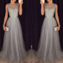 Chiffon Sleeveless Sequined Evening Wedding Dress