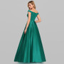 Satin Evening Dresses A-Line V-Neck Elegant Formal Long Dresses