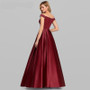 Satin Evening Dresses A-Line V-Neck Elegant Formal Long Dresses