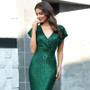 Sexy Mermaid Evening Dresses Double V-Neck Short Sleeve