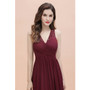 Bridesmaid Dress Elegant V Neck Long Evening Dress Chiffon A-Line