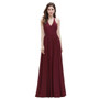 Bridesmaid Dress Elegant V Neck Long Evening Dress Chiffon A-Line