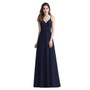 Bridesmaid Dress Elegant V Neck Long Evening Dress Chiffon A-Line