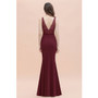 Bridesmaid Dress Elegant V Neck Long Evening Dress Chiffon A-Line