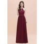 Bridesmaid Dress Elegant V Neck Long Evening Dress Chiffon A-Line