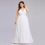 Plus Size Bridesmaid Dresses Elegant A Line V Neck Backless Long Chiffon Wedding