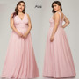 Plus Size Bridesmaid Dresses Elegant A Line V Neck Backless Long Chiffon Wedding