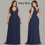 Plus Size Bridesmaid Dresses Elegant A Line V Neck Backless Long Chiffon Wedding