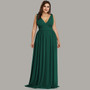 Plus Size Bridesmaid Dresses Elegant A Line V Neck Backless Long Chiffon Wedding