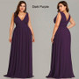 Plus Size Bridesmaid Dresses Elegant A Line V Neck Backless Long Chiffon Wedding