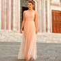 Evening Dresses Long Blush Pink A-line Chiffon Dresses For Wedding